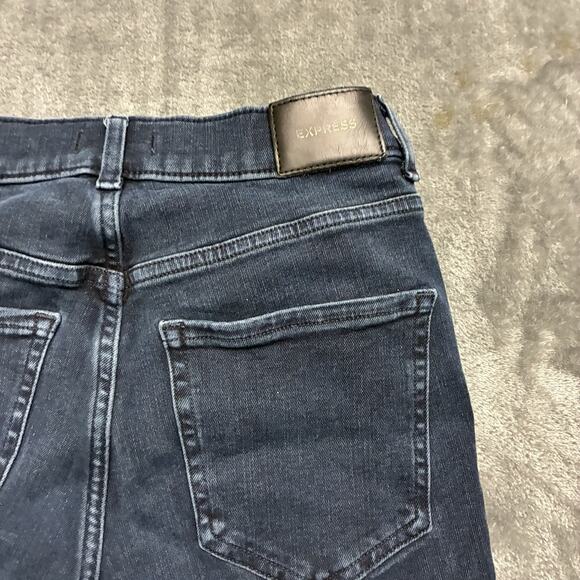 Express Jeans Womens 0/R Blue Cropped Flare High Rise 4-Way Hyper Stretch Pants - Picture 6 of 12